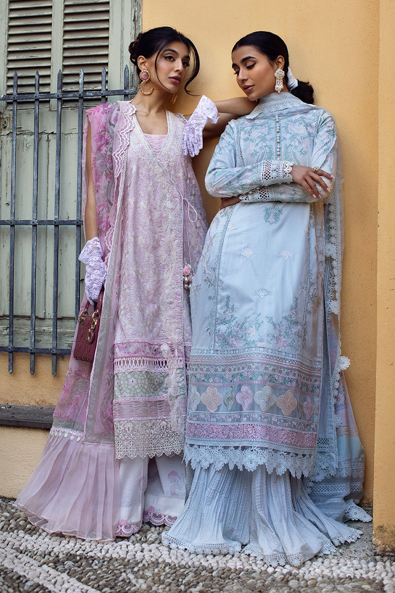 Ansab Jahangir | Zoha Luxury Lawn 25 | Petal Blue by Ansab Jahangir - Designer Dress - Type: Ladies Clothes - Available at Libayah - 100% Original