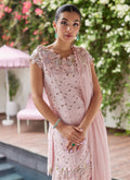 Farah Talib Aziz | Designer Picks 24 | KARINA BLUSH SCHIFFLI RAW SILK SHIRT WITH PRE-DRAPED DUPATTA by Farah Talib Aziz - Designer Dress - Type: Ladies Clothes - Available at Libayah - 100% Original