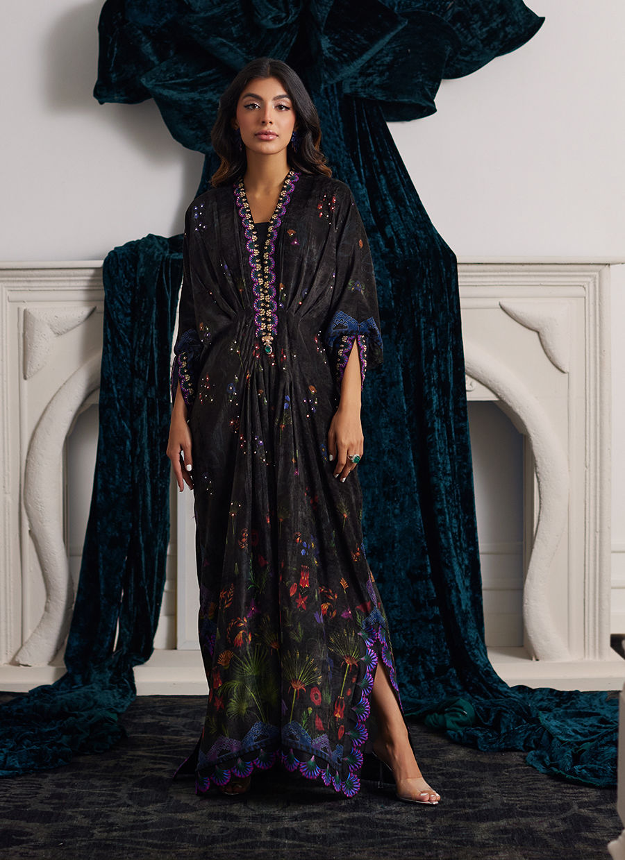 Farah Talib Aziz | Velvets The After Party | DIMA VELVET KAFTAN by Farah Talib Aziz - Designer Dress - Type: Ladies Clothes - Available at Libayah - 100% Original