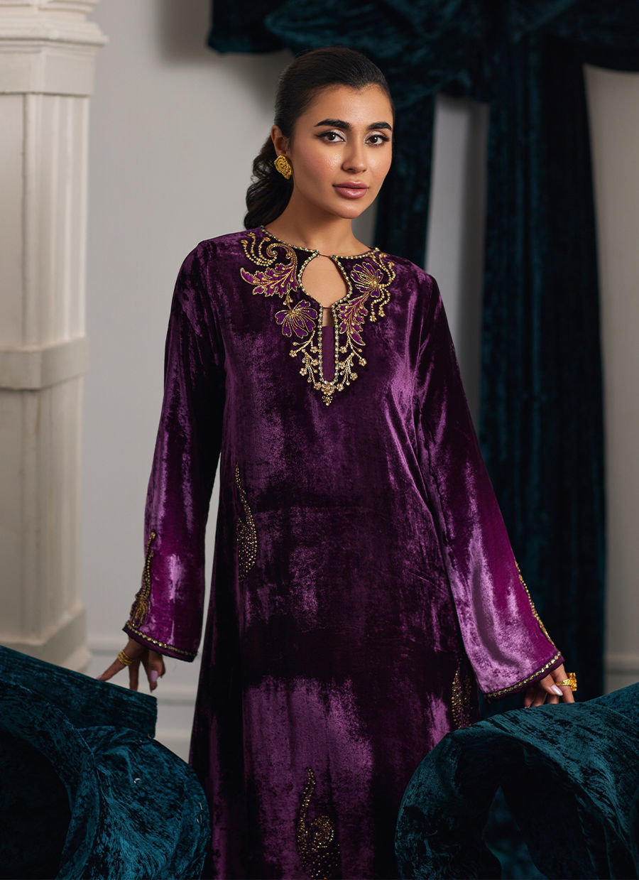 Farah Talib Aziz | Velvets The After Party | NIA OMBRE VELVET KAFTAN by Farah Talib Aziz - Designer Dress - Type: Ladies Clothes - Available at Libayah - 100% Original