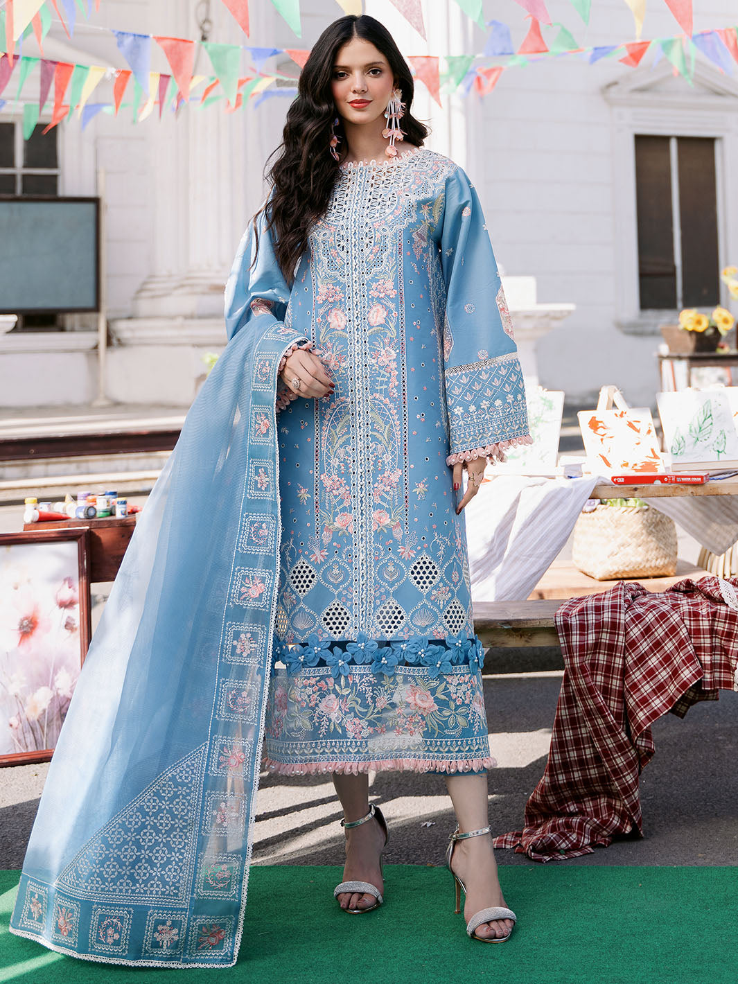 Bin Ilyas | Clara Embroidered Lawn 24 | 212 - A by Bin Ilyas - Designer Dress - Type: Ladies Clothes - Available at Libayah - 100% Original