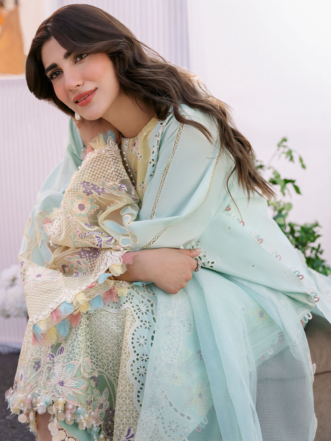 Bin Ilyas | Clara Embroidered Lawn 24 | 216 - B by Bin Ilyas - Designer Dress - Type: Ladies Clothes - Available at Libayah - 100% Original