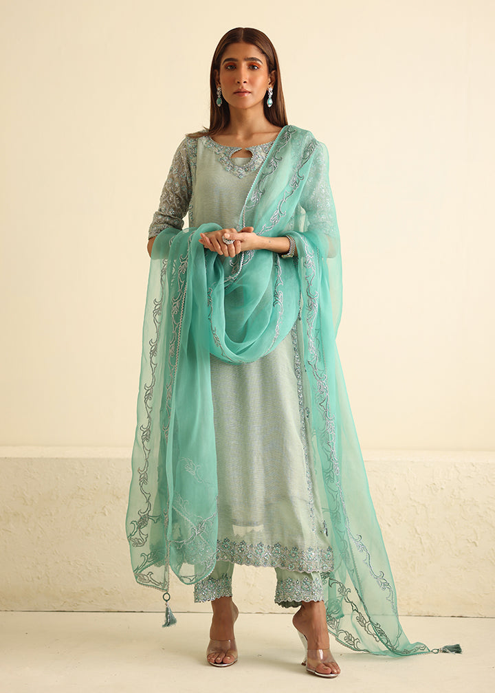 Umsha | Luxury Pret | MISTY SKY BLUE by Umsha - Designer Dress - Type: Ladies Clothes - Available at Libayah - 100% Original