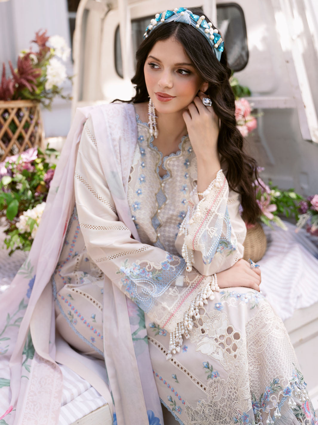 Bin Ilyas | Clara Embroidered Lawn 24 | 213 - B by Bin Ilyas - Designer Dress - Type: Ladies Clothes - Available at Libayah - 100% Original
