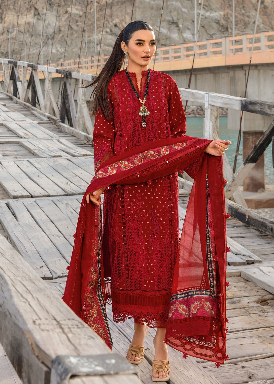 Crimson | Lawn 2024 | Dancing Paisleys - Ruby by Crimson - Designer Dress - Type: Ladies Clothes - Available at Libayah - 100% Original