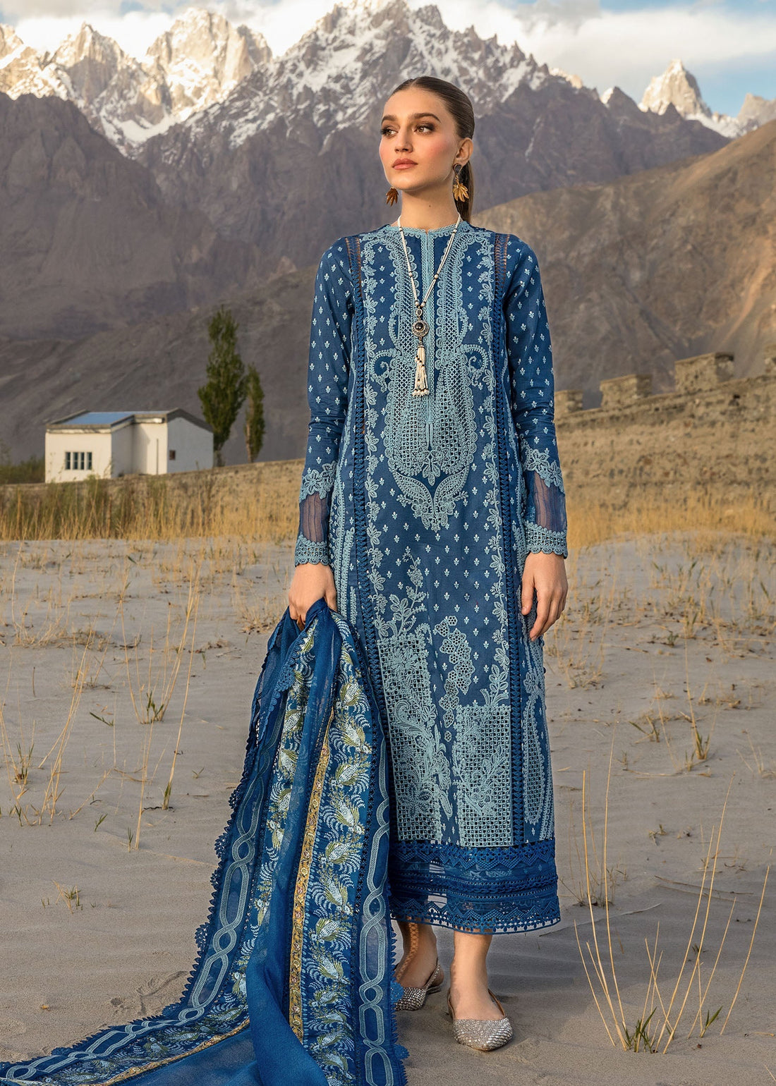 Crimson | Lawn 2024 | Dancing Paisleys - Cobalt by Crimson - Designer Dress - Type: Ladies Clothes - Available at Libayah - 100% Original