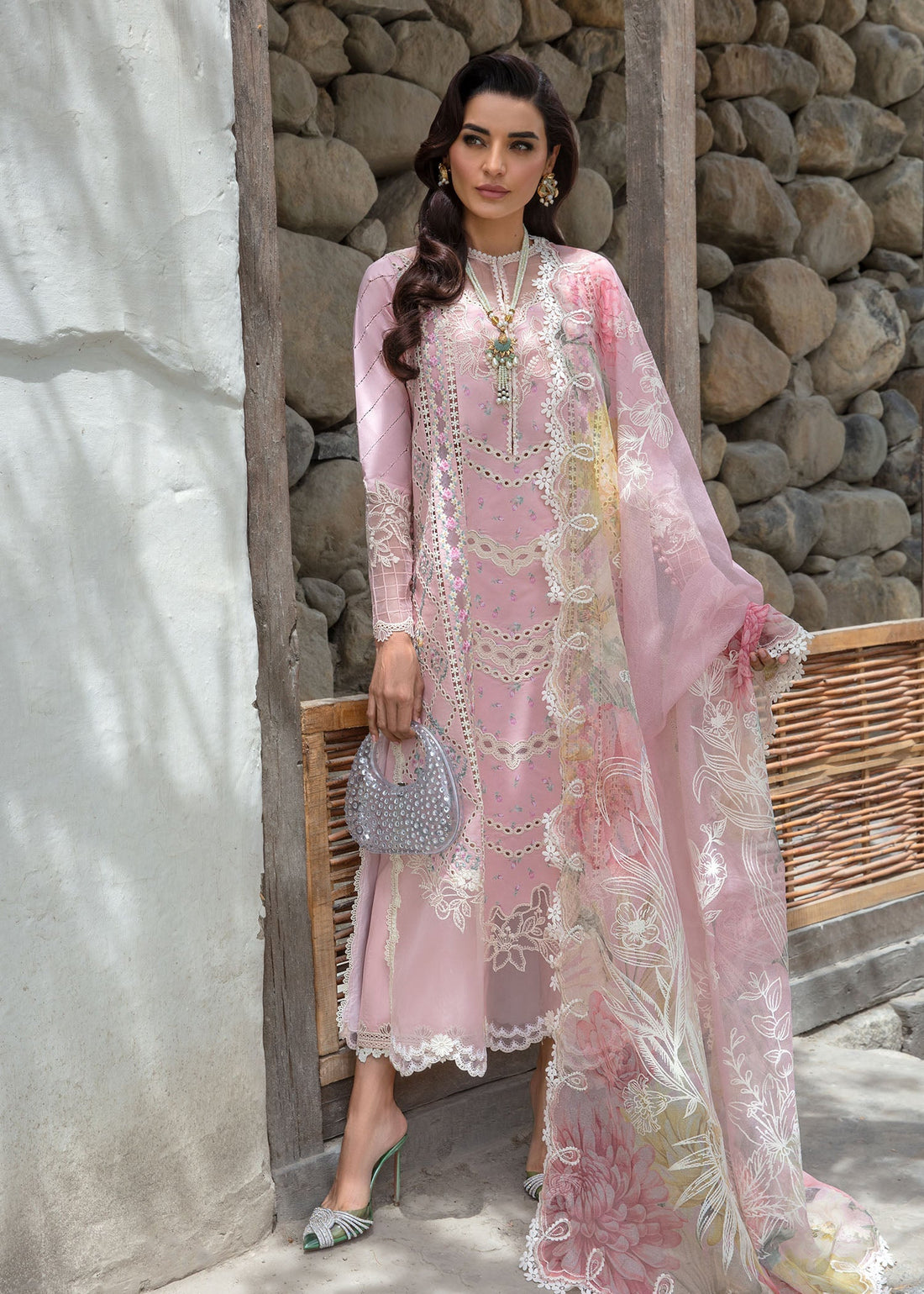 Crimson | Lawn 2024 | A Floral Mesh - Rose Pink by Crimson - Designer Dress - Type: Ladies Clothes - Available at Libayah - 100% Original