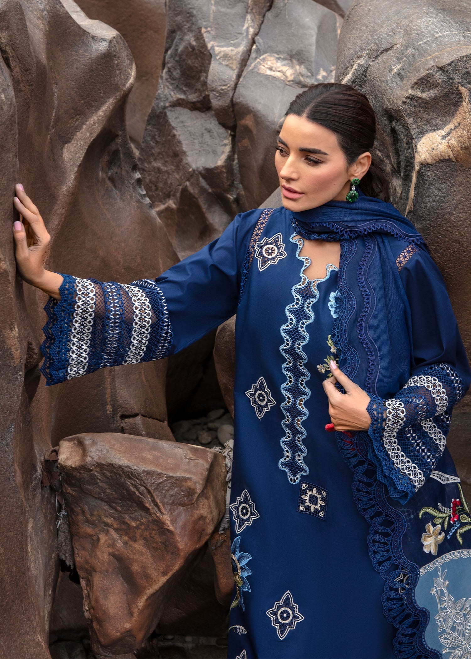 Crimson | Lawn 2024 | Into The Wild - Midnight Blue by Crimson - Designer Dress - Type: Ladies Clothes - Available at Libayah - 100% Original