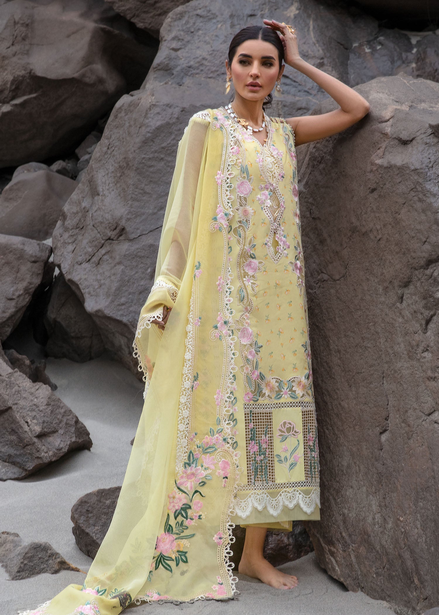 Crimson | Lawn 2024 | Believe In Her - Topaz Yellow by Crimson - Designer Dress - Type: Ladies Clothes - Available at Libayah - 100% Original