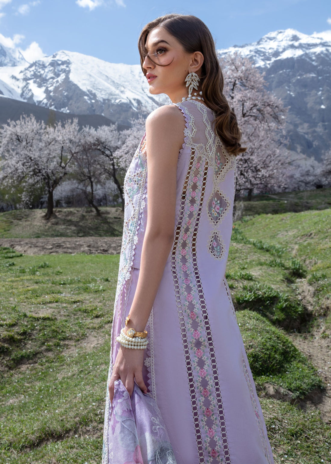Crimson | Lawn 2024 | A Floral Mesh - Lavender by Crimson - Designer Dress - Type: Ladies Clothes - Available at Libayah - 100% Original