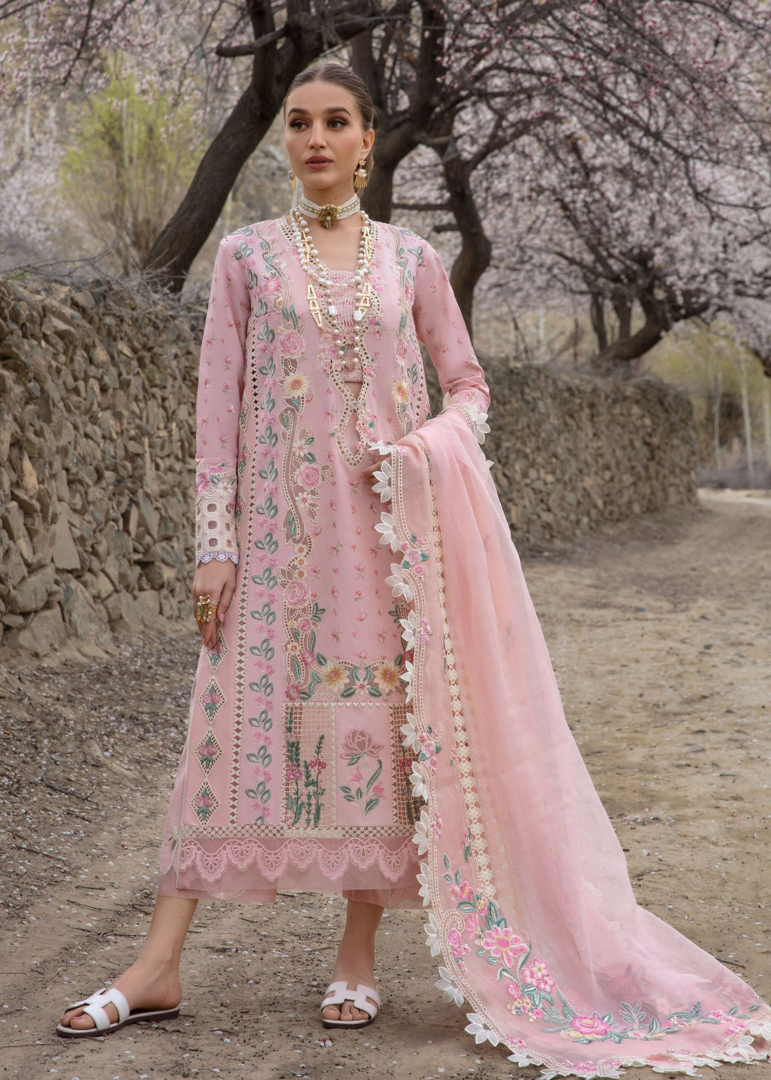 Crimson | Lawn 2024 | Believe In Her - Blush Pink by Crimson - Designer Dress - Type: Ladies Clothes - Available at Libayah - 100% Original