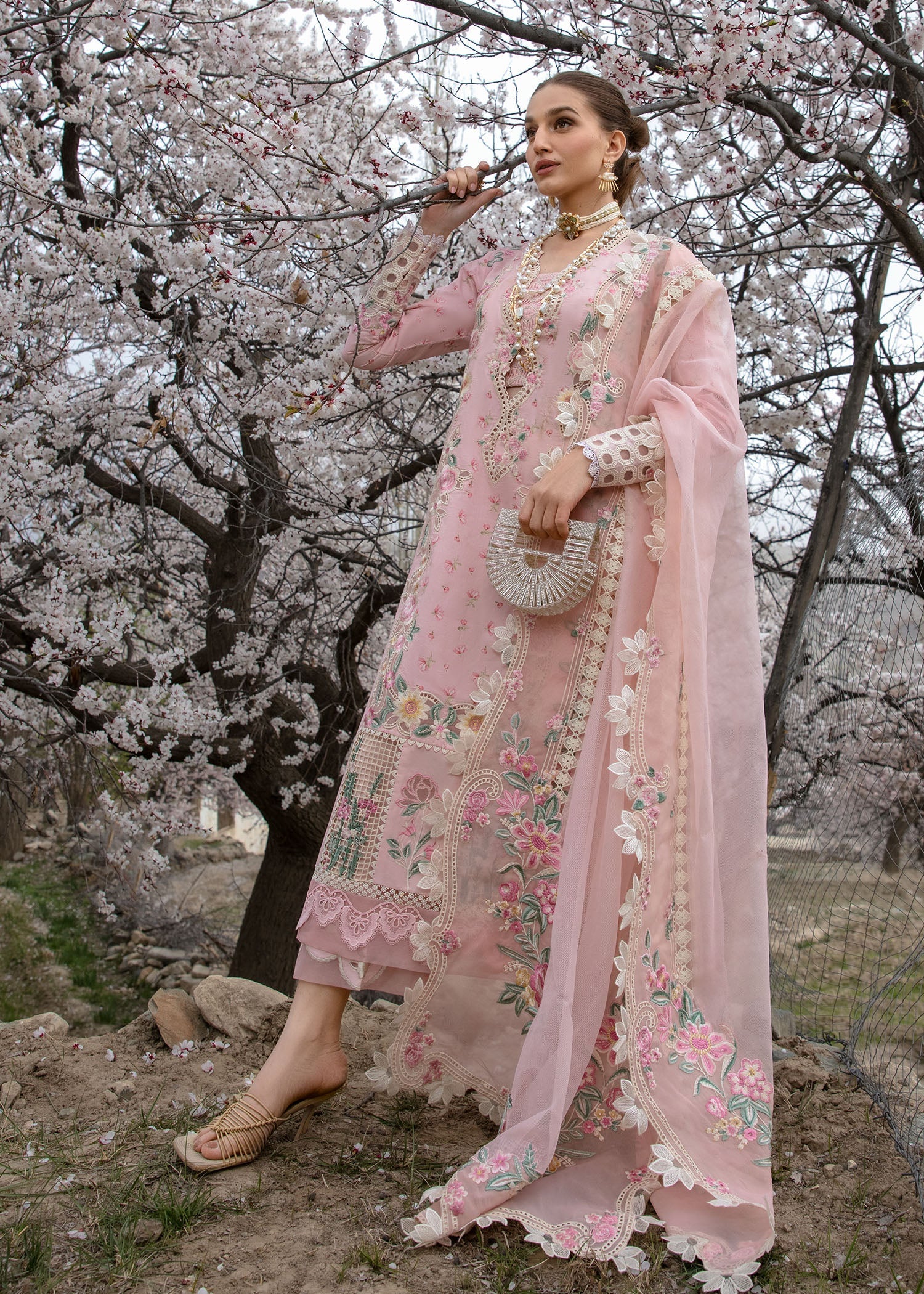 Crimson | Lawn 2024 | Believe In Her - Blush Pink by Crimson - Designer Dress - Type: Ladies Clothes - Available at Libayah - 100% Original