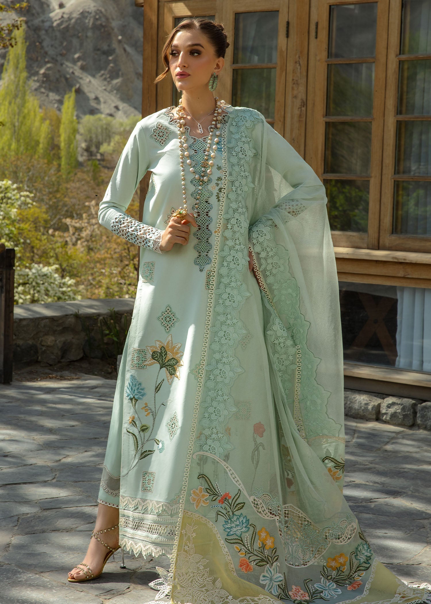 Crimson | Lawn 2024 | Into The Wild - Aqua by Crimson - Designer Dress - Type: Ladies Clothes - Available at Libayah - 100% Original
