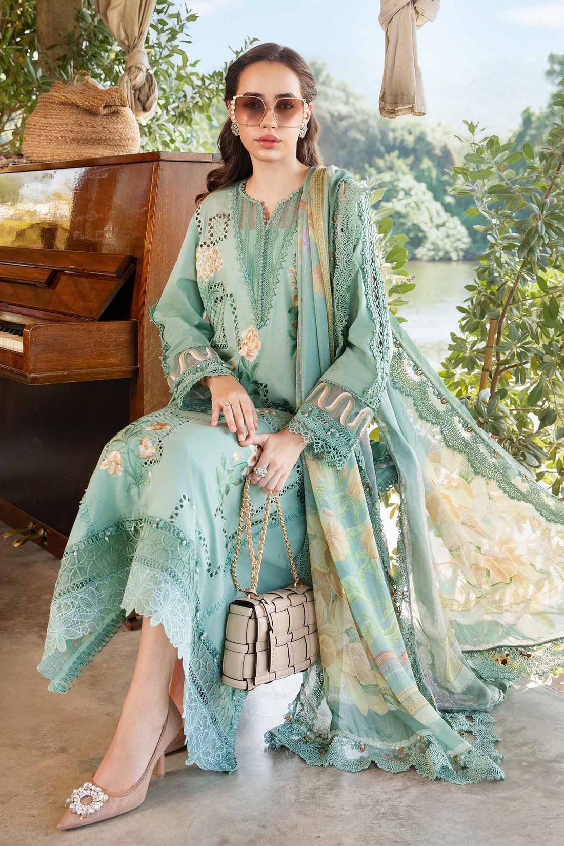 Maria B | M Prints 25 | MPT-2501-B by Maria B - Designer Dress - Type: Ladies Clothes - Available at Libayah - 100% Original