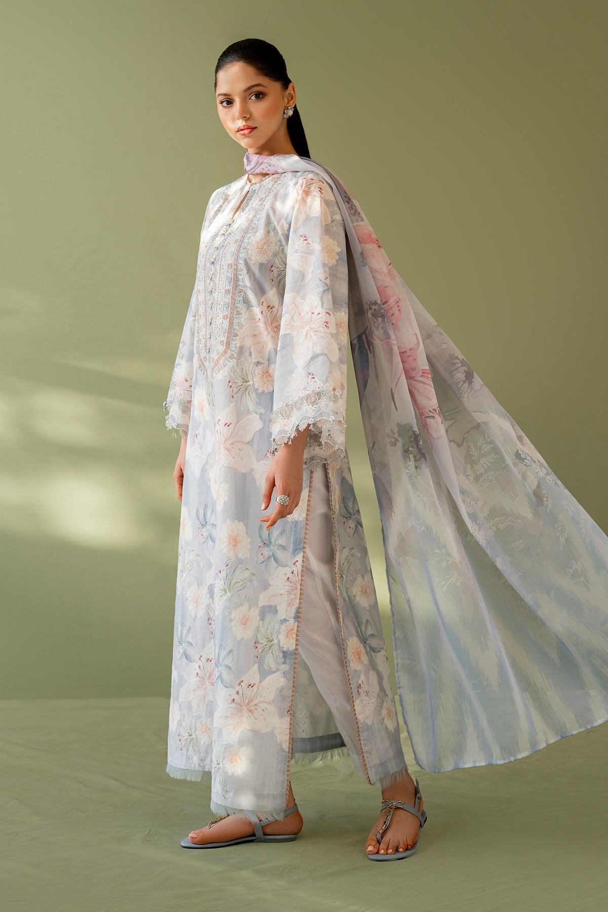 Baroque | Eid Printique | EMBROIDERED PRINTED LAWN UF-4166 by Baroque - Designer Dress - Type: Ladies Clothes - Available at Libayah - 100% Original