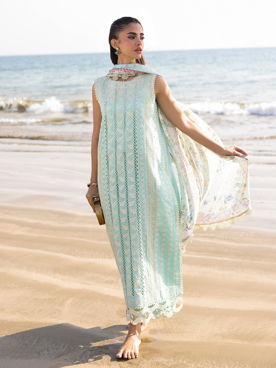 Faiza Faisal | Marine Luxury Lawn 25 | AINE by Faiza Faisal - Designer Dress - Type: Ladies Clothes - Available at Libayah - 100% Original