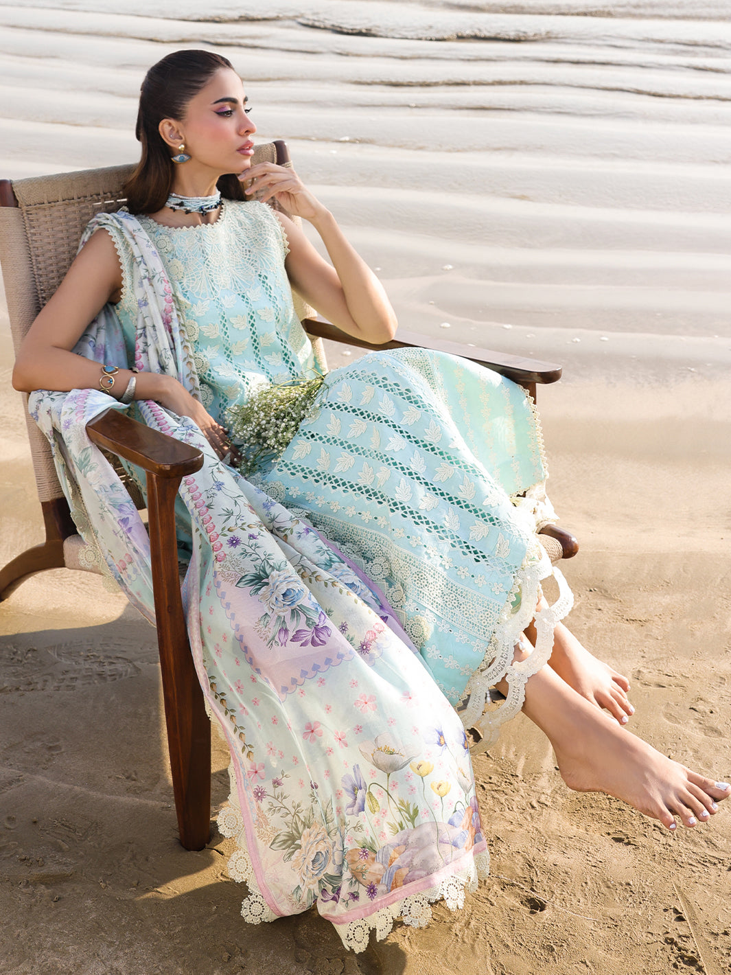 Faiza Faisal | Marine Luxury Lawn 25 | AINE by Faiza Faisal - Designer Dress - Type: Ladies Clothes - Available at Libayah - 100% Original