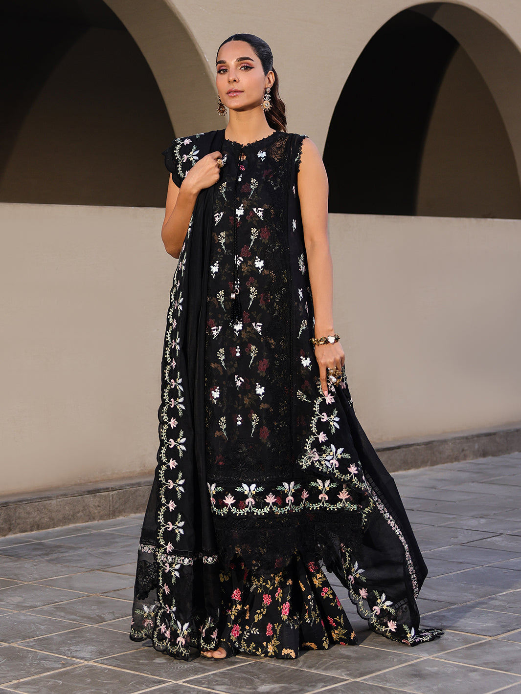 Faiza Faisal | Marine Luxury Lawn 25 | ELVA by Faiza Faisal - Designer Dress - Type: Ladies Clothes - Available at Libayah - 100% Original