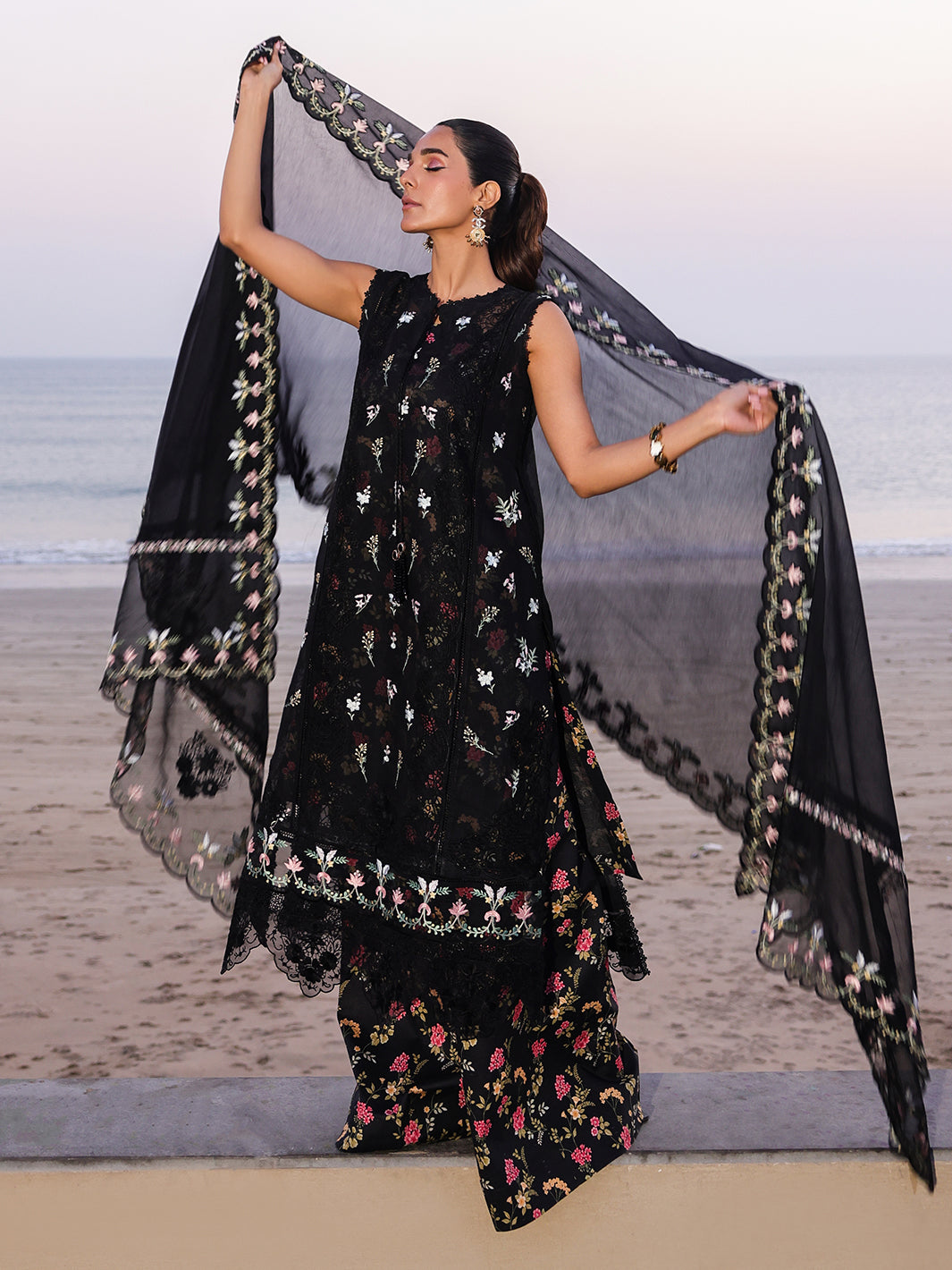 Faiza Faisal | Marine Luxury Lawn 25 | ELVA by Faiza Faisal - Designer Dress - Type: Ladies Clothes - Available at Libayah - 100% Original