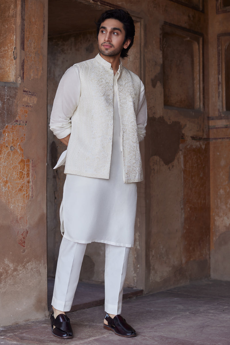 Pakistani Menswear | Qalamkar | BQ-02(waistcoat) by Qalamkar - Designer Dress - Type: Menswear - Available at Libayah - 100% Original