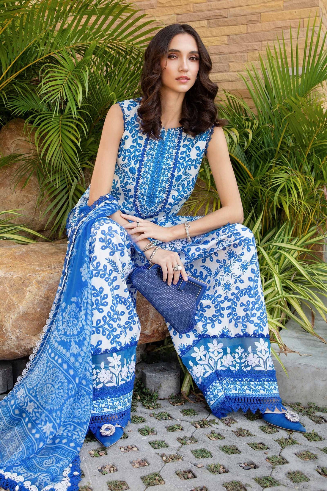 Maria B | M Prints 25 | MPT-2504-B by Maria B - Designer Dress - Type: Ladies Clothes - Available at Libayah - 100% Original