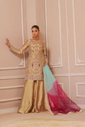 Wahaj M Khan | Banno Formals | GOLD SHEESHA BANO2 PLAZZO SET by Wahaj M Khan - Designer Dress - Type: Ladies Clothes - Available at Libayah - 100% Original