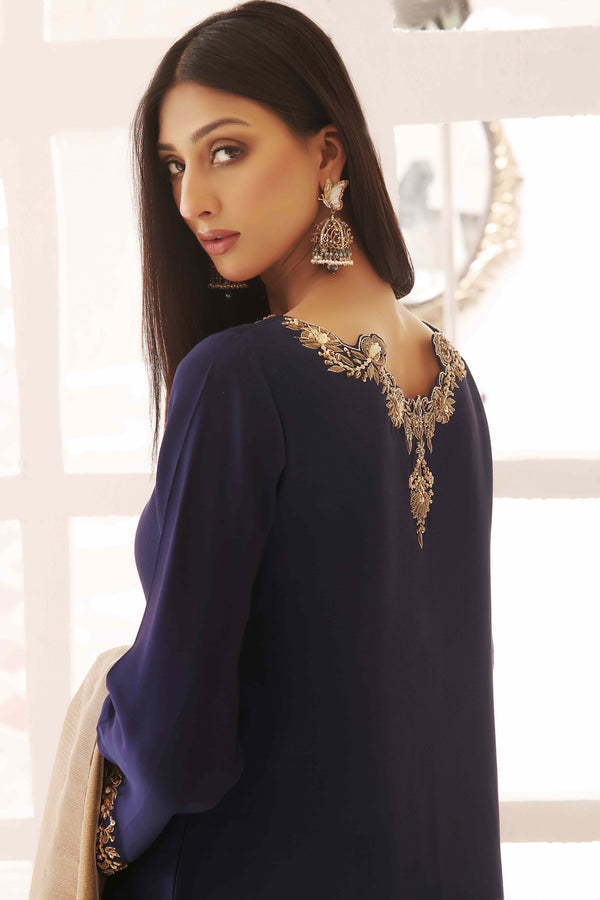 Wahajmkhan | Sitara Formals | NAVY & GOLD OUTFIT by Wahaj M.Khan - Designer Dress - Type: Ladies Clothes - Available at Libayah - 100% Original