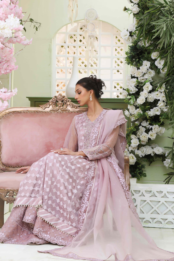 Wahajmkhan | Sitara Formals | LAVENDER HIGH LOW OUTFIT by Wahaj M.Khan - Designer Dress - Type: Ladies Clothes - Available at Libayah - 100% Original
