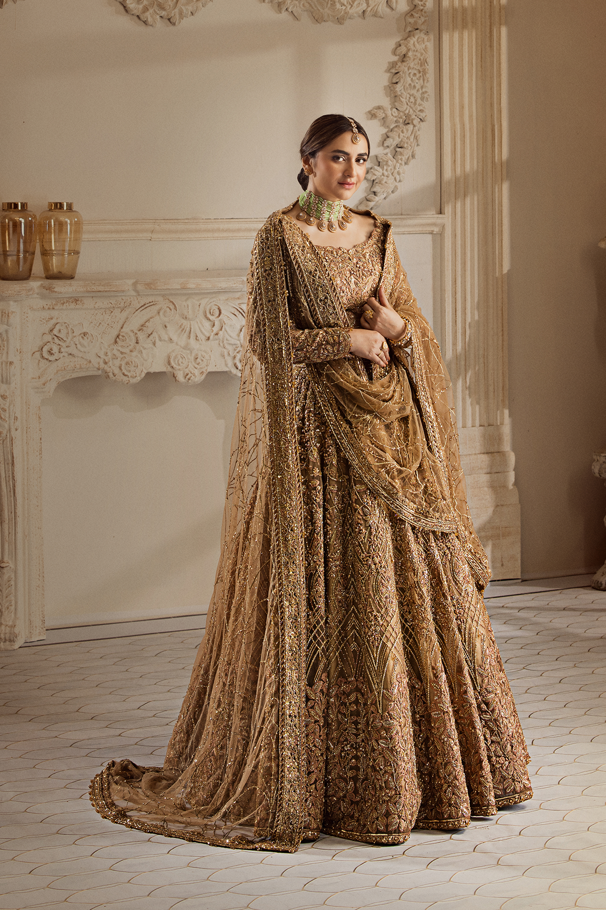 Erum Khan | Iris Bridal Couture 24 | GOLDEN AURA by Erum Khan - Designer Dress - Type: Bridal - Available at Libayah - 100% Original