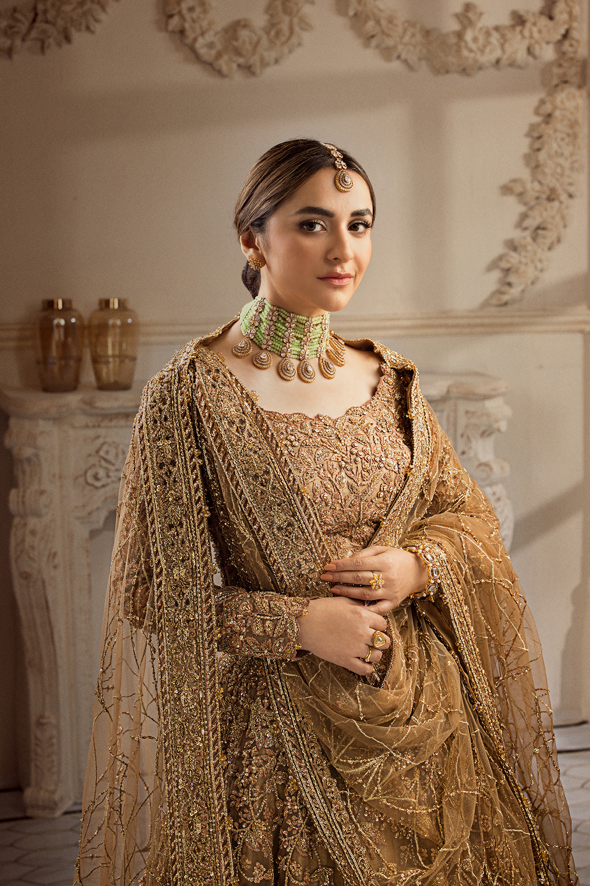 Erum Khan | Iris Bridal Couture 24 | GOLDEN AURA by Erum Khan - Designer Dress - Type: Bridal - Available at Libayah - 100% Original