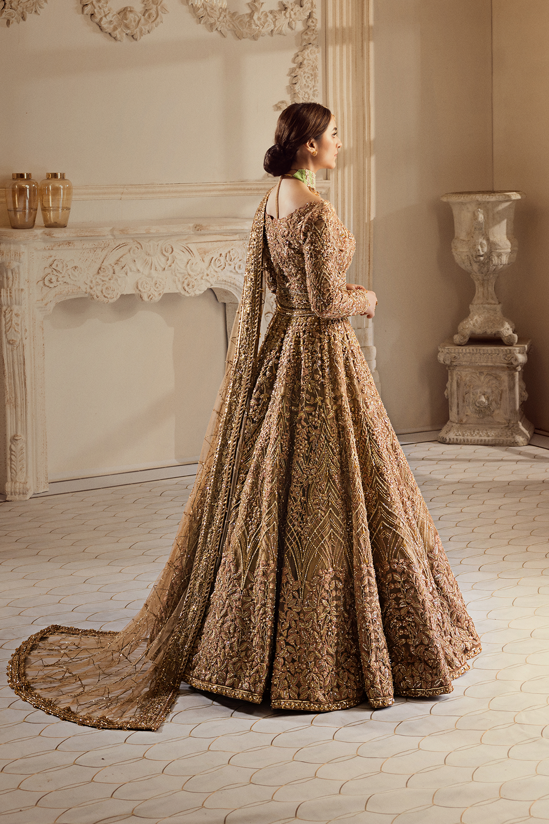 Erum Khan | Iris Bridal Couture 24 | GOLDEN AURA by Erum Khan - Designer Dress - Type: Bridal - Available at Libayah - 100% Original