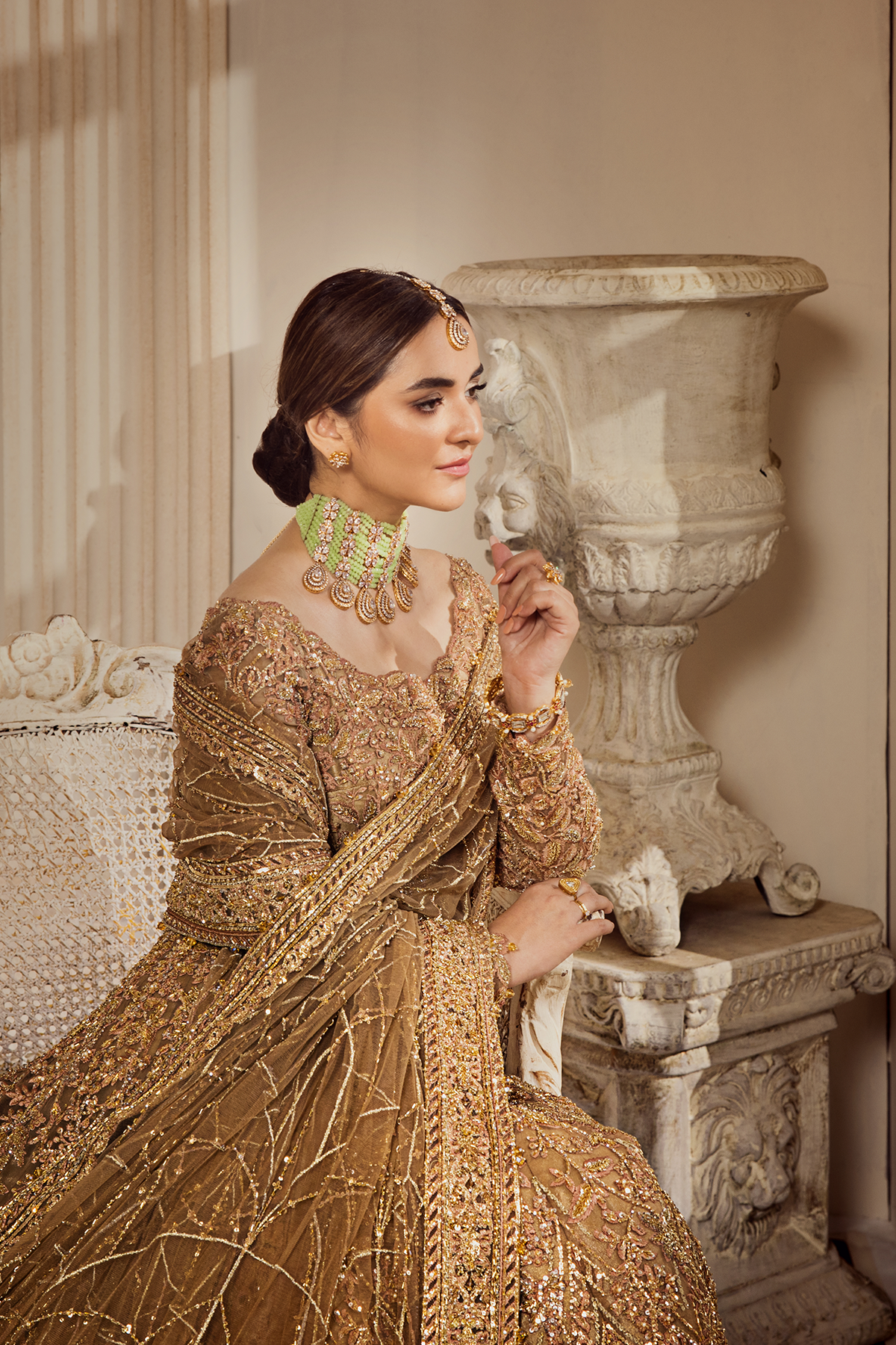 Erum Khan | Iris Bridal Couture 24 | GOLDEN AURA by Erum Khan - Designer Dress - Type: Bridal - Available at Libayah - 100% Original