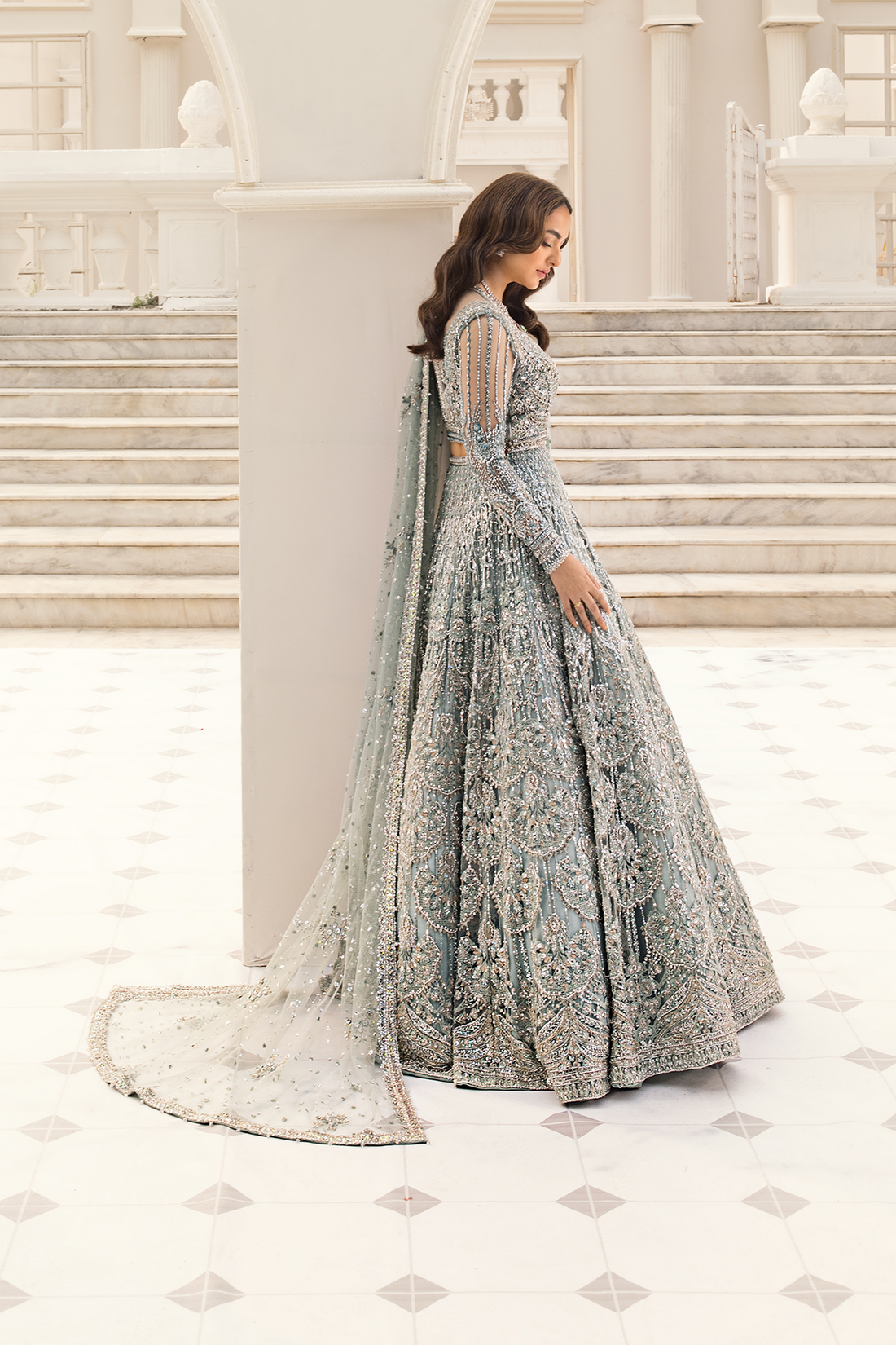 Erum Khan | Iris Bridal Couture 24 | MINTY BREEZE by Erum Khan - Designer Dress - Type: Bridal - Available at Libayah - 100% Original