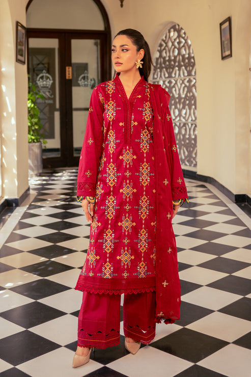Kross Kulture | Luxury Baharaneh | Crimson KLX-00733 by Kross Kulture - Designer Dress - Type: Ladies Clothes - Available at Libayah - 100% Original