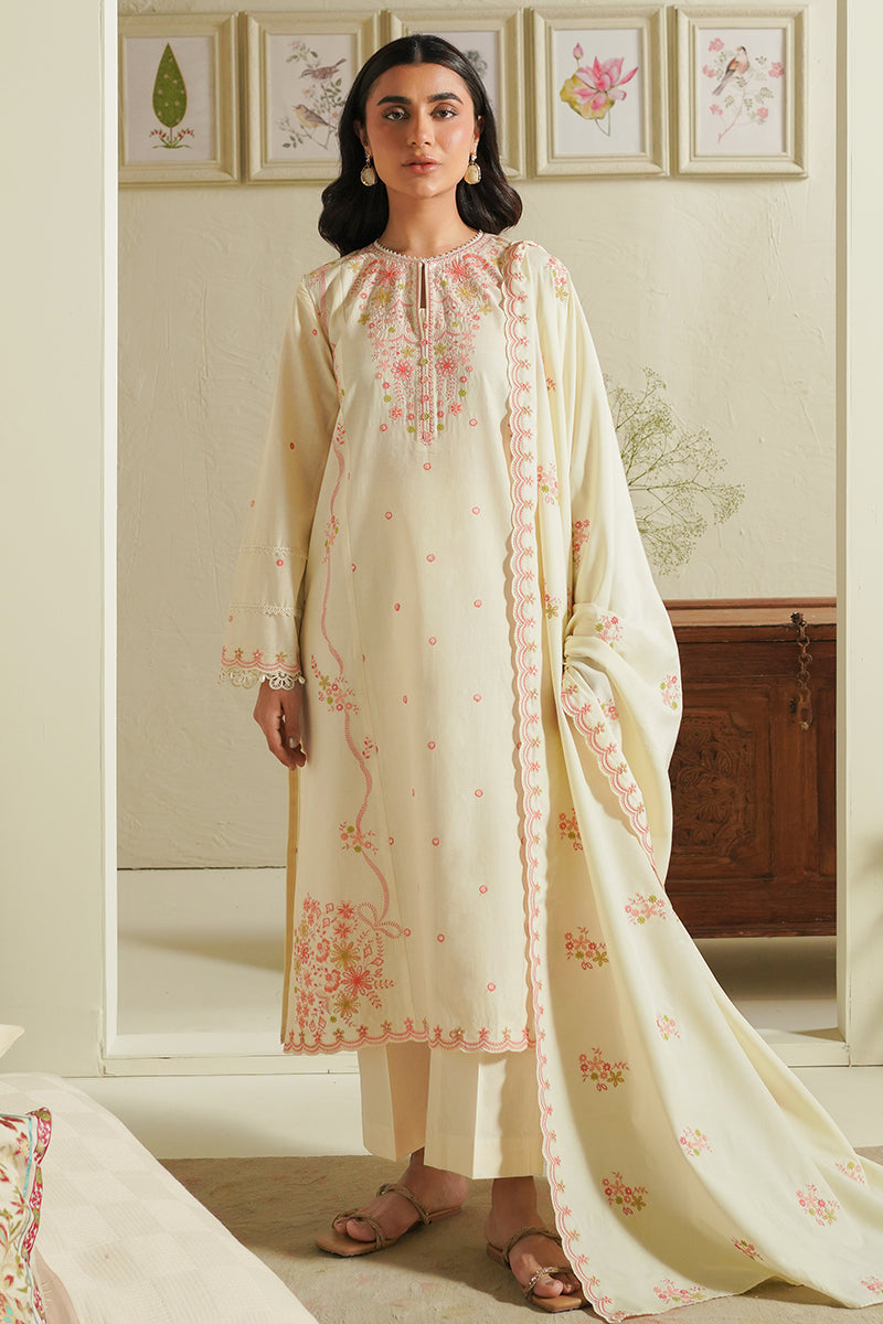 Cross Stitch | Mahiri Embroidered Lawn 24 | IVORY BLOSSOM by Cross Stitch - Designer Dress - Type: Ladies Clothes - Available at Libayah - 100% Original