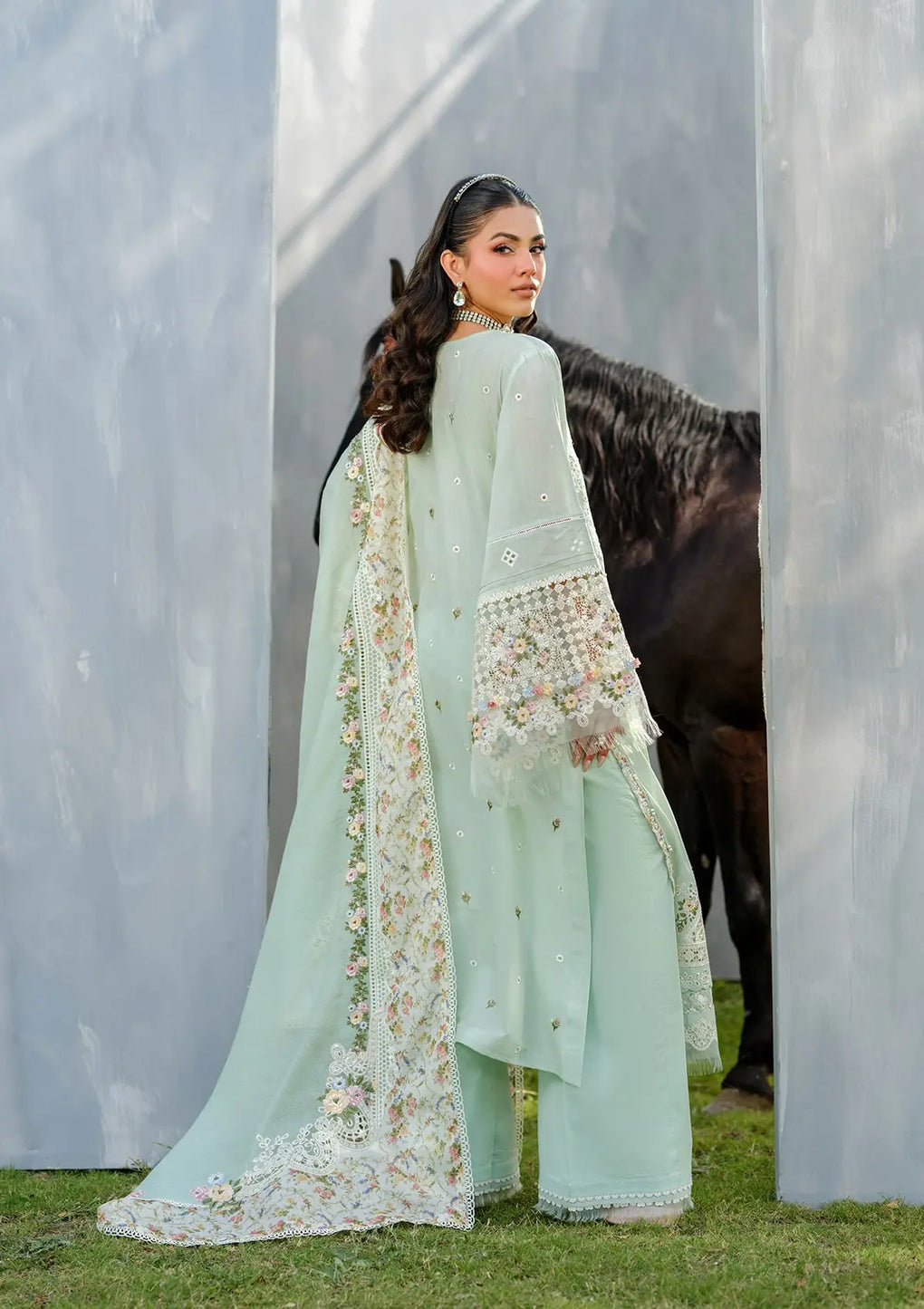 Elaf Premium | Luxury Lawn 25 | ELH-4B FROSTEL by Elaf Premium - Designer Dress - Type: Ladies Clothes - Available at Libayah - 100% Original