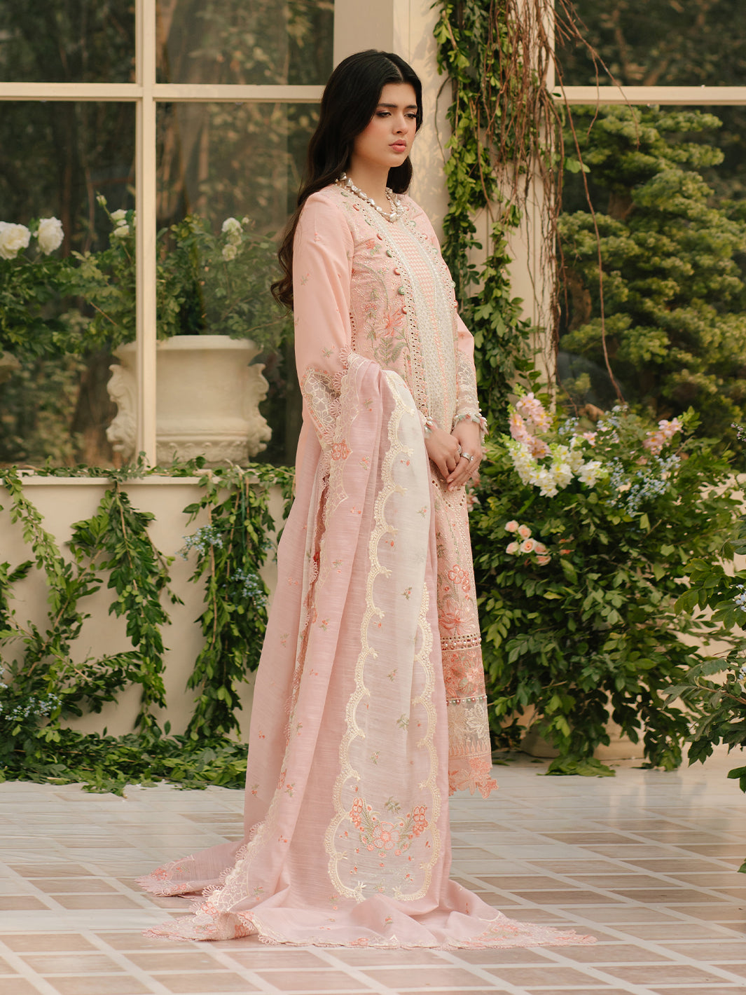 Bin Ilyas | Freesia Embroidered Lawn 25 | 101 - A by Bin Ilyas - Designer Dress - Type: Ladies Clothes - Available at Libayah - 100% Original