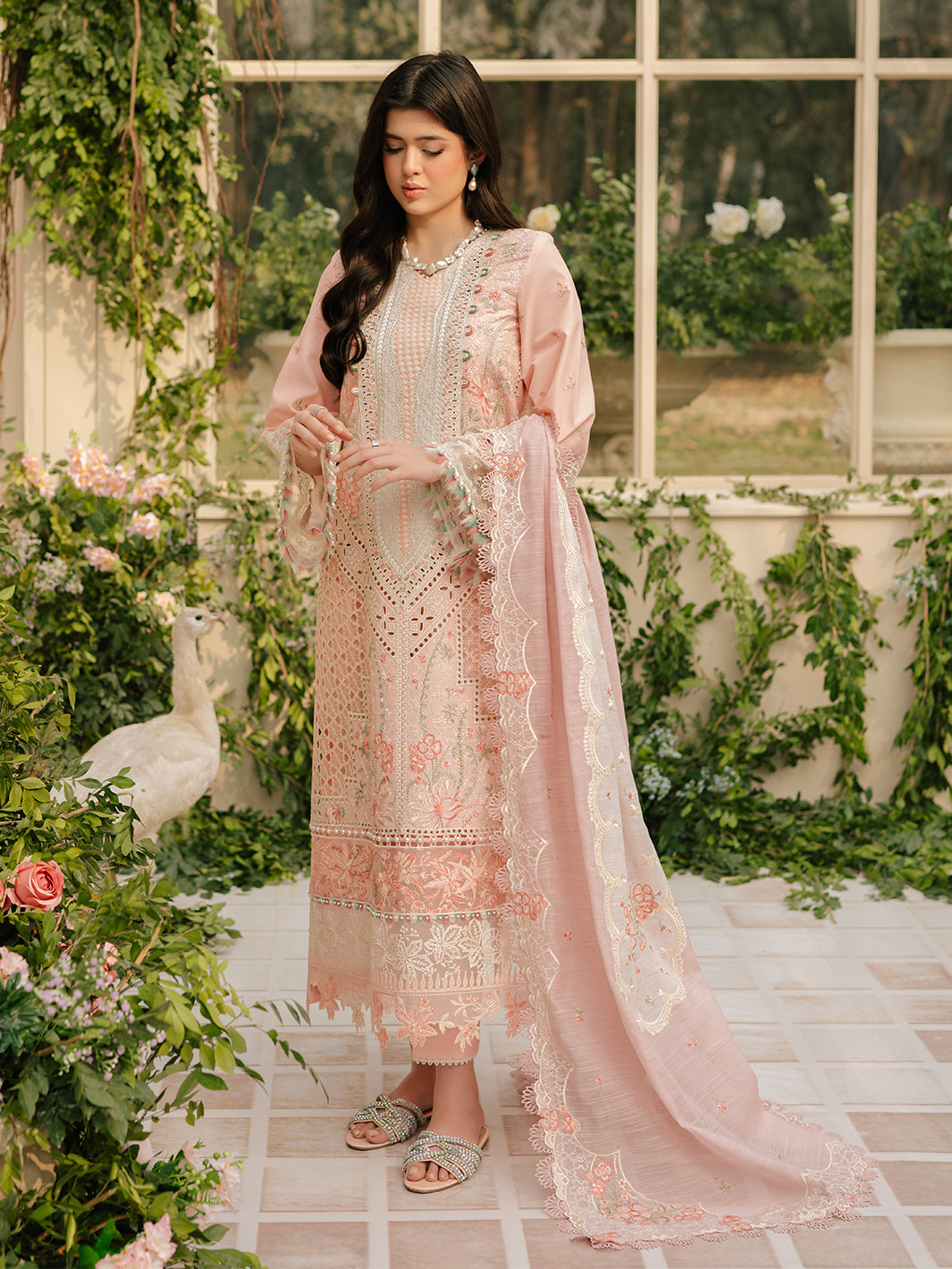 Bin Ilyas | Freesia Embroidered Lawn 25 | 101 - A by Bin Ilyas - Designer Dress - Type: Ladies Clothes - Available at Libayah - 100% Original