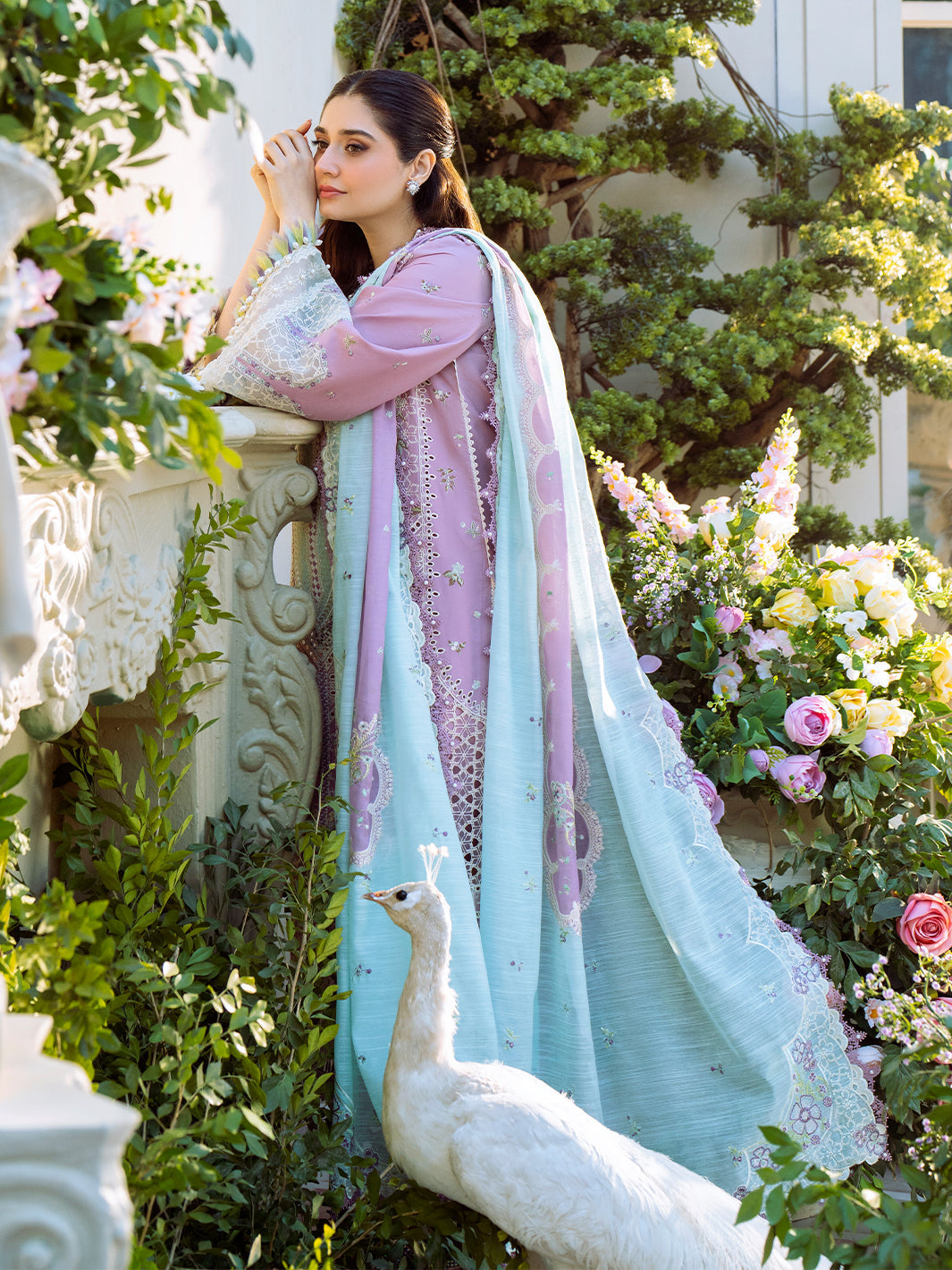 Bin Ilyas | Freesia Embroidered Lawn 25 | 101 - B by Bin Ilyas - Designer Dress - Type: Ladies Clothes - Available at Libayah - 100% Original