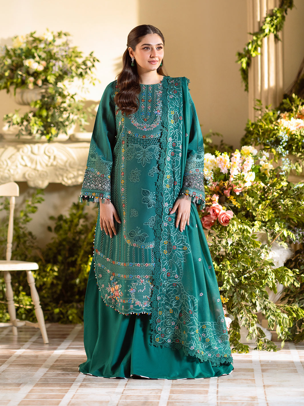 Bin Ilyas | Freesia Embroidered Lawn 25 | 102 - A by Bin Ilyas - Designer Dress - Type: Ladies Clothes - Available at Libayah - 100% Original