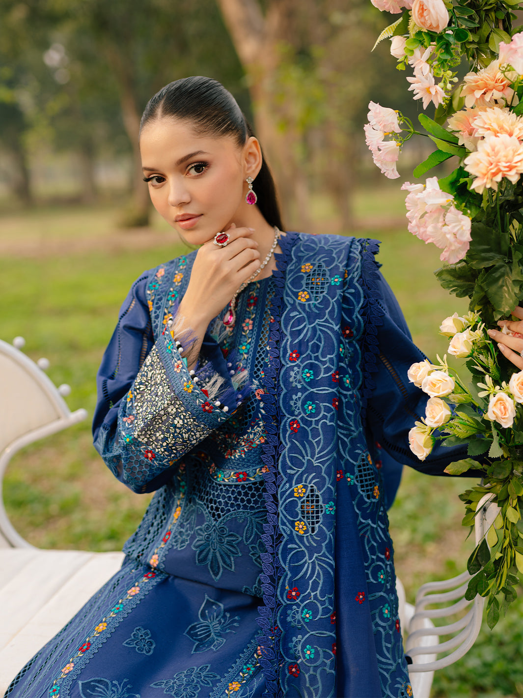 Bin Ilyas | Freesia Embroidered Lawn 25 | 102 - B by Bin Ilyas - Designer Dress - Type: Ladies Clothes - Available at Libayah - 100% Original