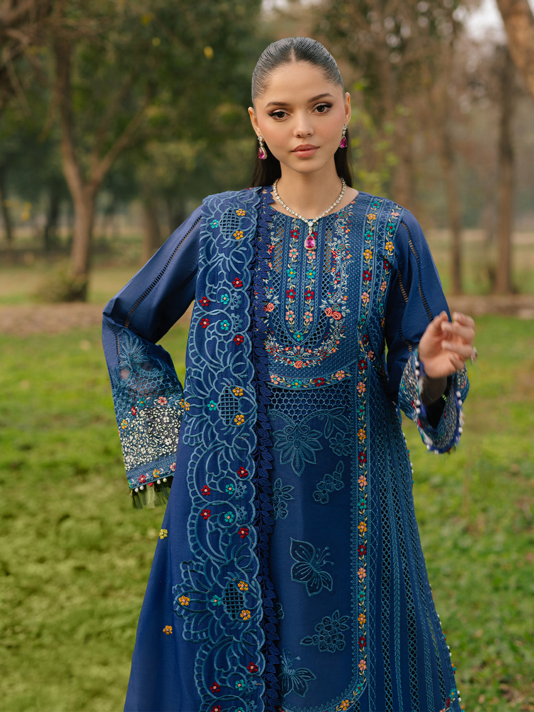 Bin Ilyas | Freesia Embroidered Lawn 25 | 102 - B by Bin Ilyas - Designer Dress - Type: Ladies Clothes - Available at Libayah - 100% Original