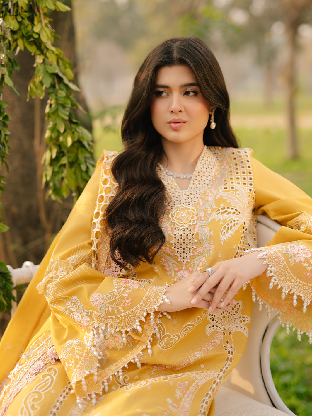 Bin Ilyas | Freesia Embroidered Lawn 25 | 104 - A by Bin Ilyas - Designer Dress - Type: Ladies Clothes - Available at Libayah - 100% Original