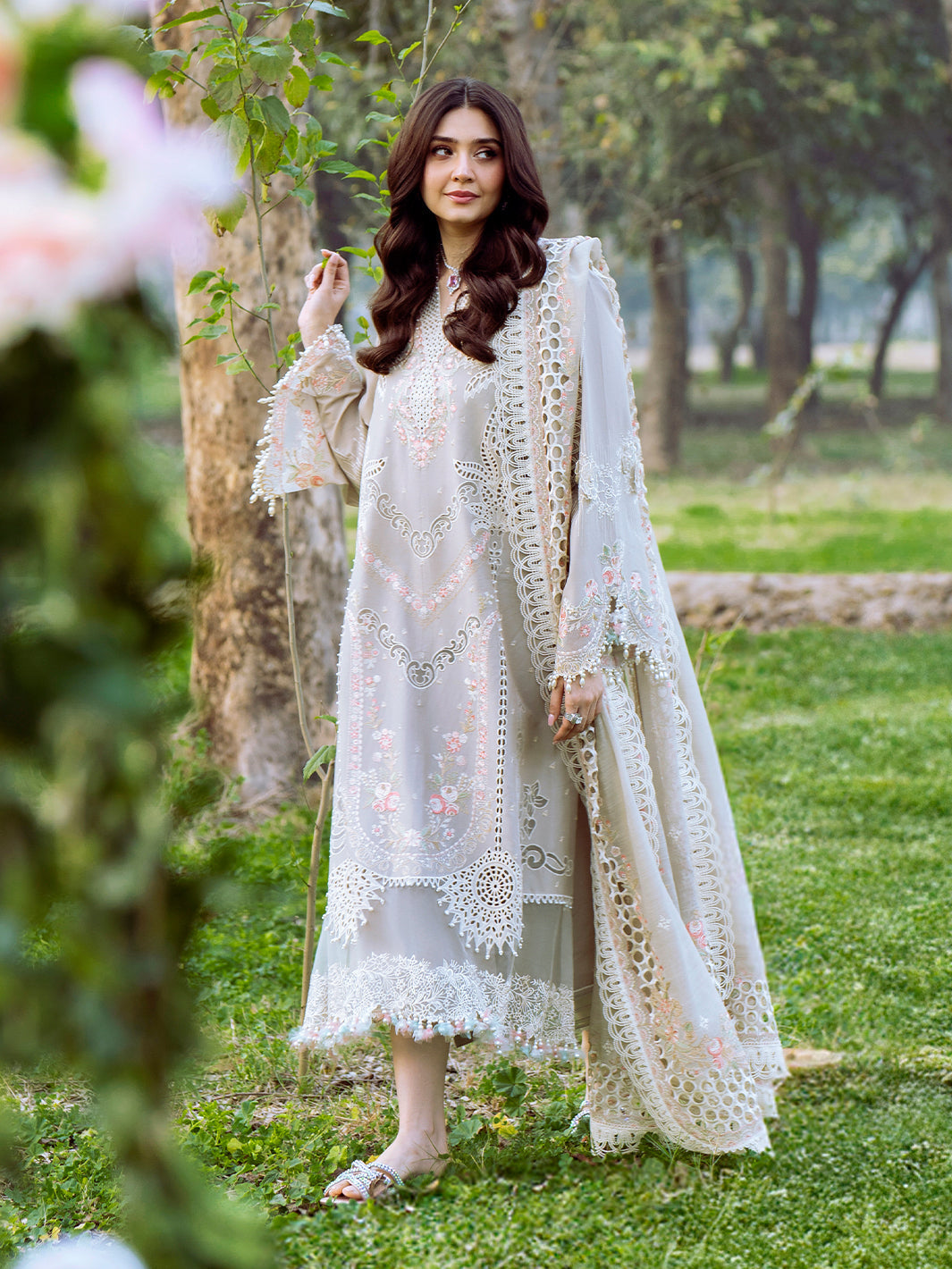 Bin Ilyas | Freesia Embroidered Lawn 25 | 104 - B by Bin Ilyas - Designer Dress - Type: Ladies Clothes - Available at Libayah - 100% Original