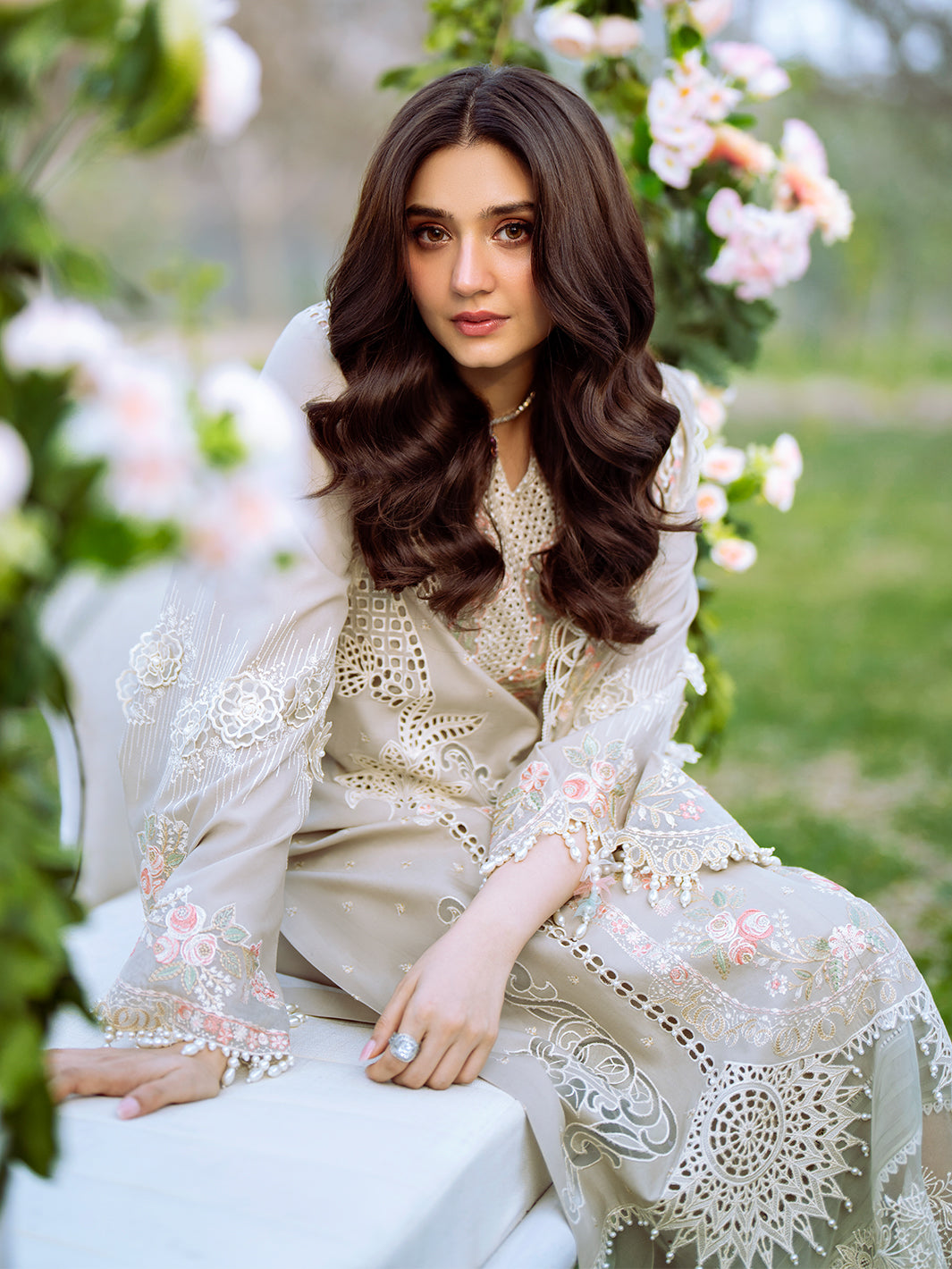 Bin Ilyas | Freesia Embroidered Lawn 25 | 104 - B by Bin Ilyas - Designer Dress - Type: Ladies Clothes - Available at Libayah - 100% Original