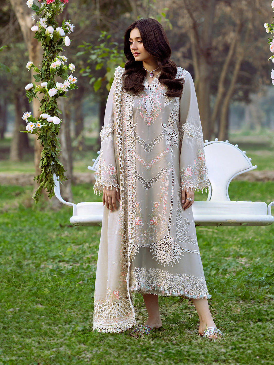 Bin Ilyas | Freesia Embroidered Lawn 25 | 104 - B by Bin Ilyas - Designer Dress - Type: Ladies Clothes - Available at Libayah - 100% Original