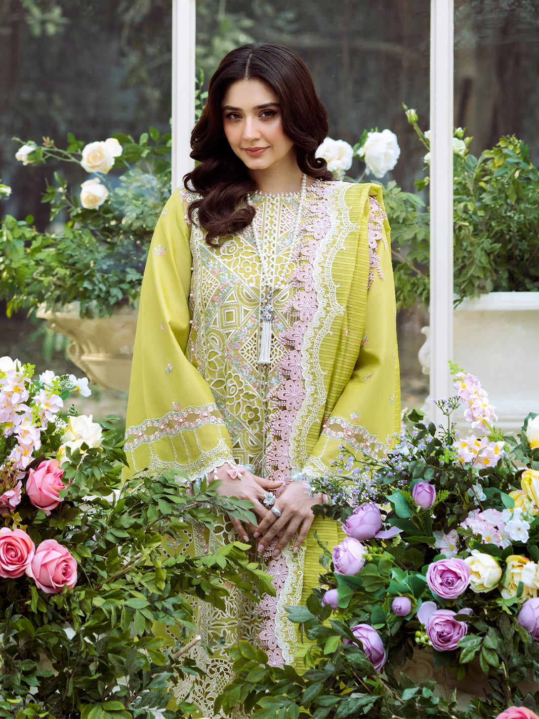 Bin Ilyas | Freesia Embroidered Lawn 25 | 105 - A by Bin Ilyas - Designer Dress - Type: Ladies Clothes - Available at Libayah - 100% Original