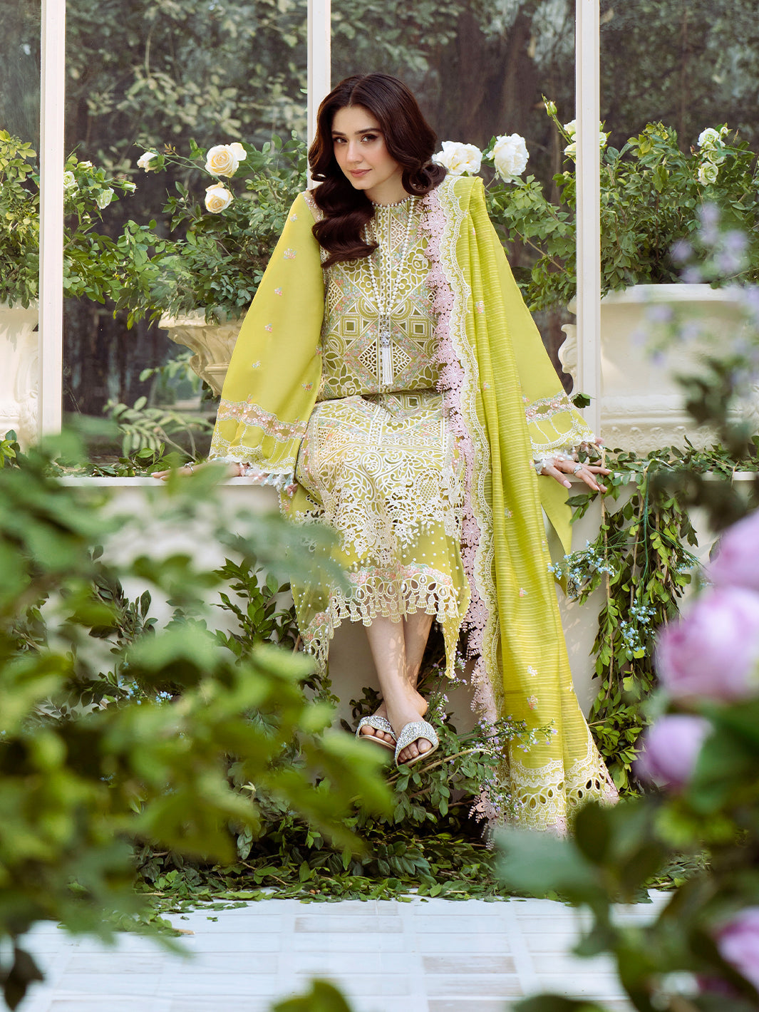 Bin Ilyas | Freesia Embroidered Lawn 25 | 105 - A by Bin Ilyas - Designer Dress - Type: Ladies Clothes - Available at Libayah - 100% Original