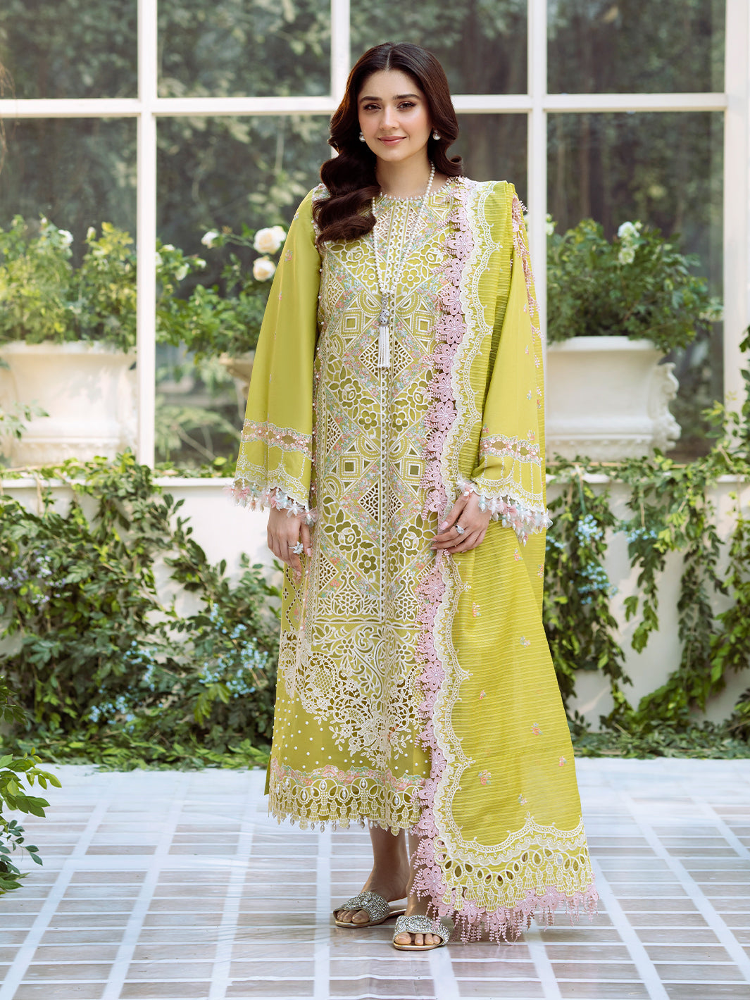 Bin Ilyas | Freesia Embroidered Lawn 25 | 105 - A by Bin Ilyas - Designer Dress - Type: Ladies Clothes - Available at Libayah - 100% Original