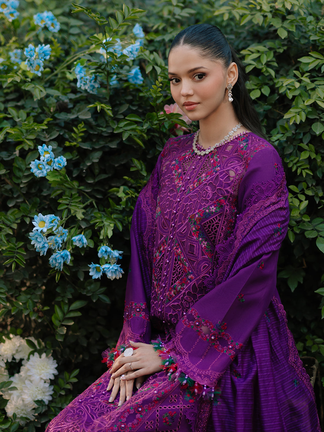 Bin Ilyas | Freesia Embroidered Lawn 25 | 105 - B by Bin Ilyas - Designer Dress - Type: Ladies Clothes - Available at Libayah - 100% Original